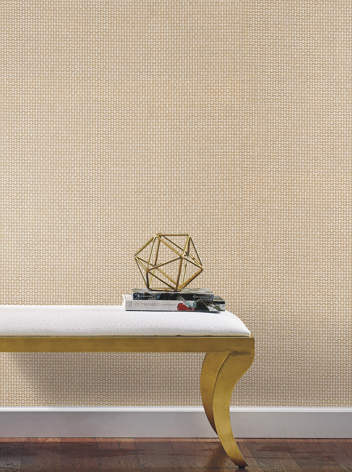 Cottage Basket Gold Metallic Wallpaper with Woven Basketweave Pattern - York TL1902