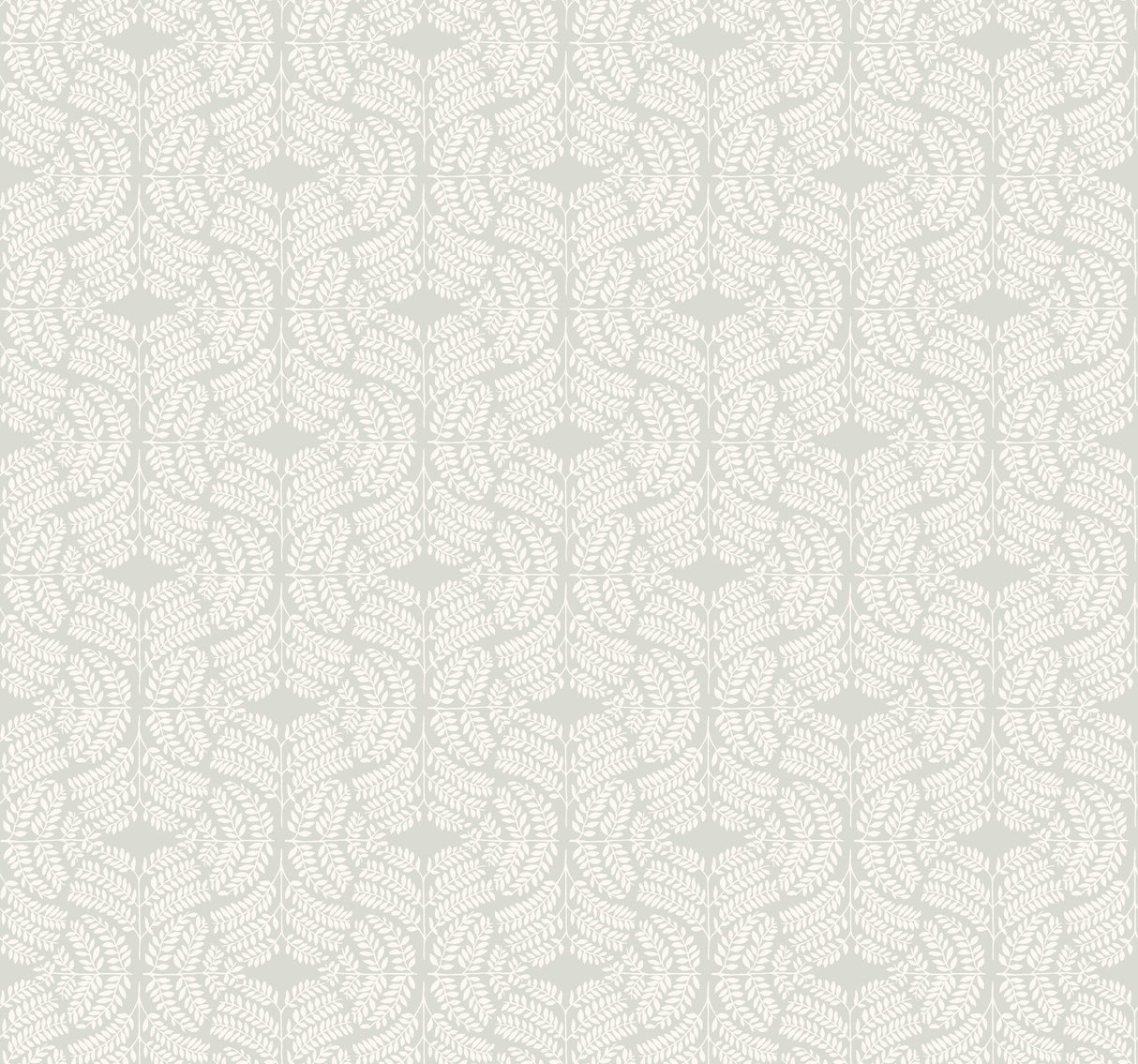 Fern Tile Light Grey Wallpaper with Botanical Fern Tile Motif - York TL1945