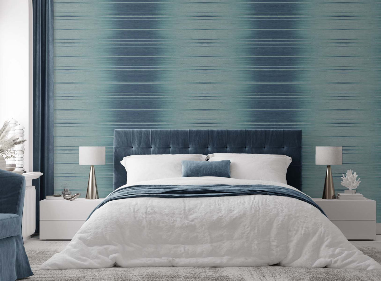 Horizon Ombre Bengal Bay by Even More Textures Ombre Stripe Vinyl Wallpaper – Seabrook Designs TS80612