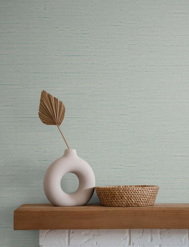Seahaven Rushcloth Seaglass by Even More Textures Textured Vinyl Wallpaper – Seabrook Designs TS80704