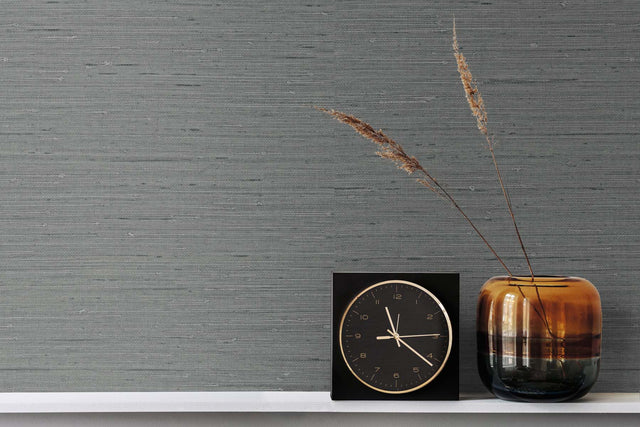 Seahaven Rushcloth Slate by Seabrook Designs Textured Vinyl Wallpaper – Seabrook Designs TS80728