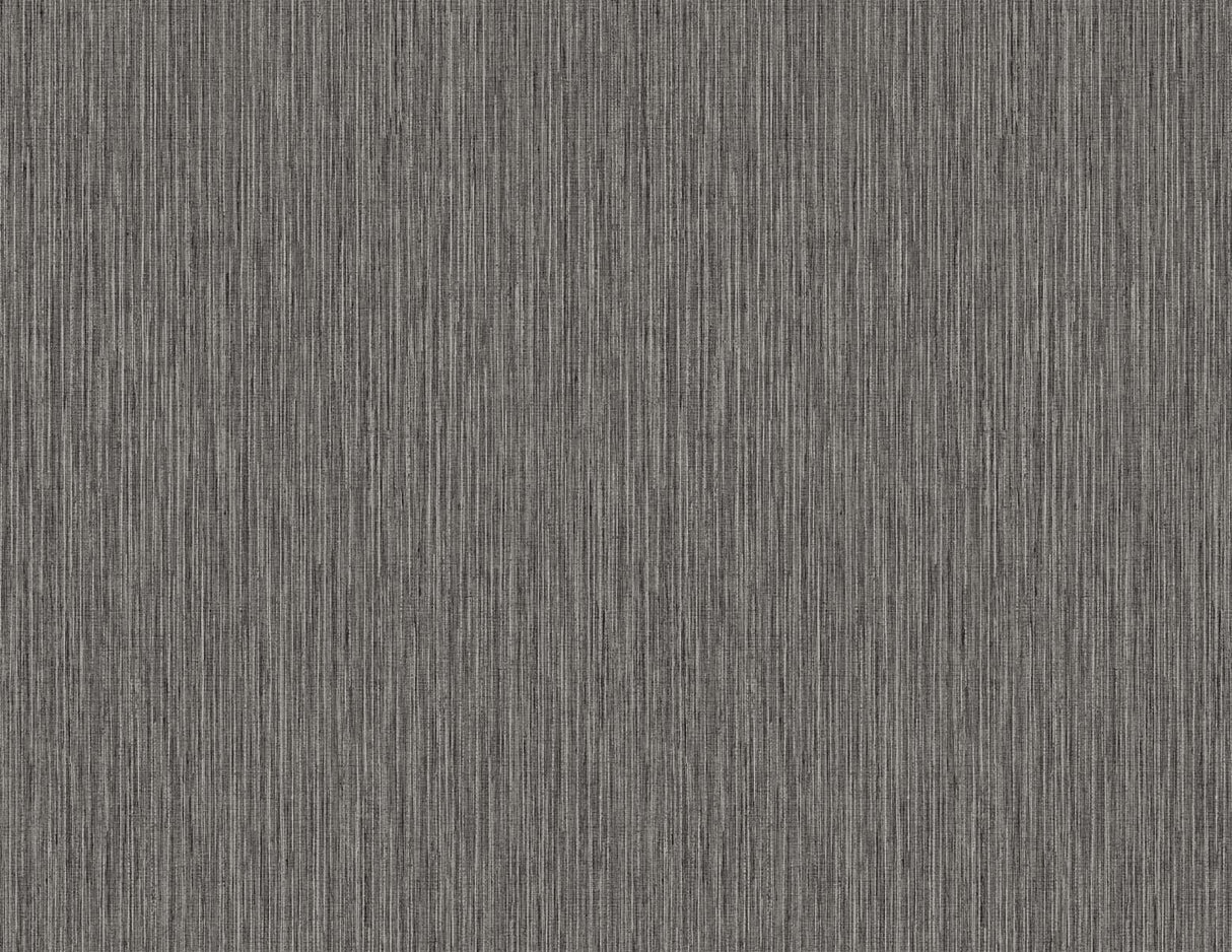 Graphite and metallic silver vertical stria textured wallpaper