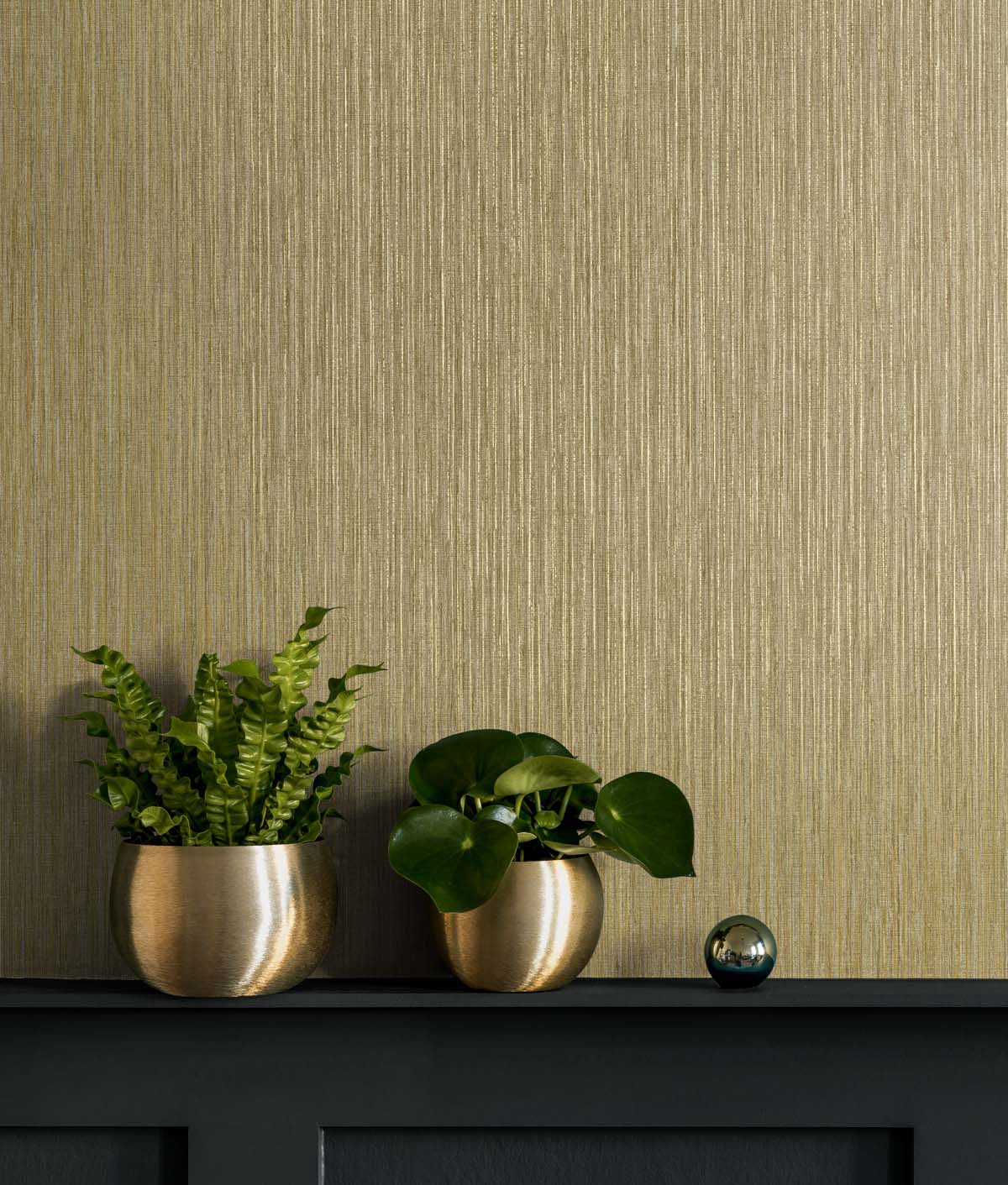 Vertical Stria Antique Gold by Even More Textures Metallic Vinyl Wallpaper – Seabrook Designs TS80915