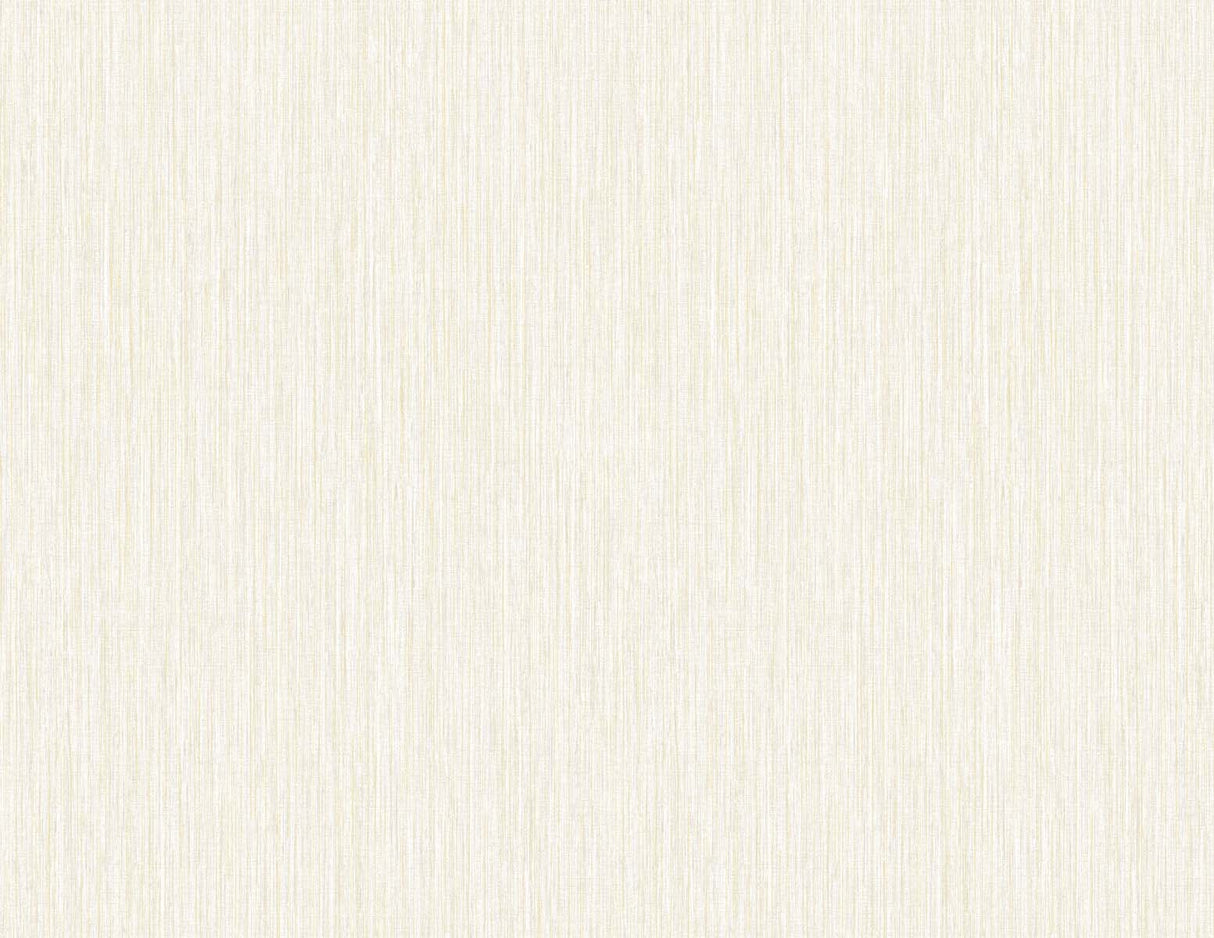 Ivory wallpaper with subtle vertical stria texture and metallic champagne sheen (Vertical Stria TS80935 by Seabrook Designs).