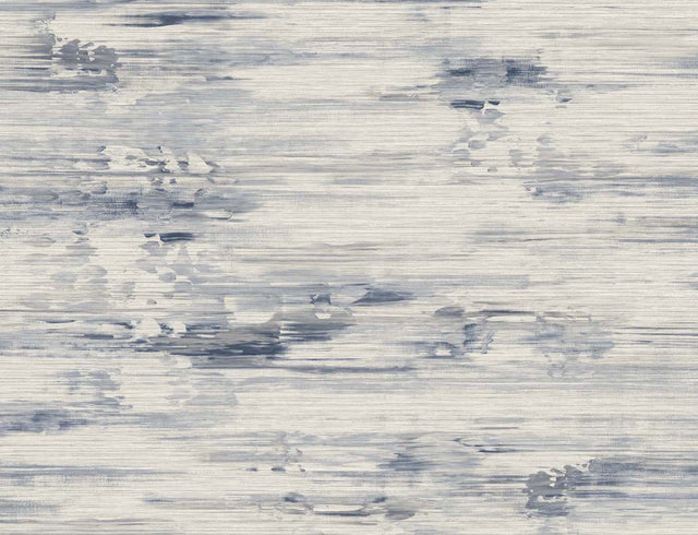 Abstract horizontal texture wallpaper in soft blue-gray tones with a matte look (Silk Mistral, colorway Bluff).
