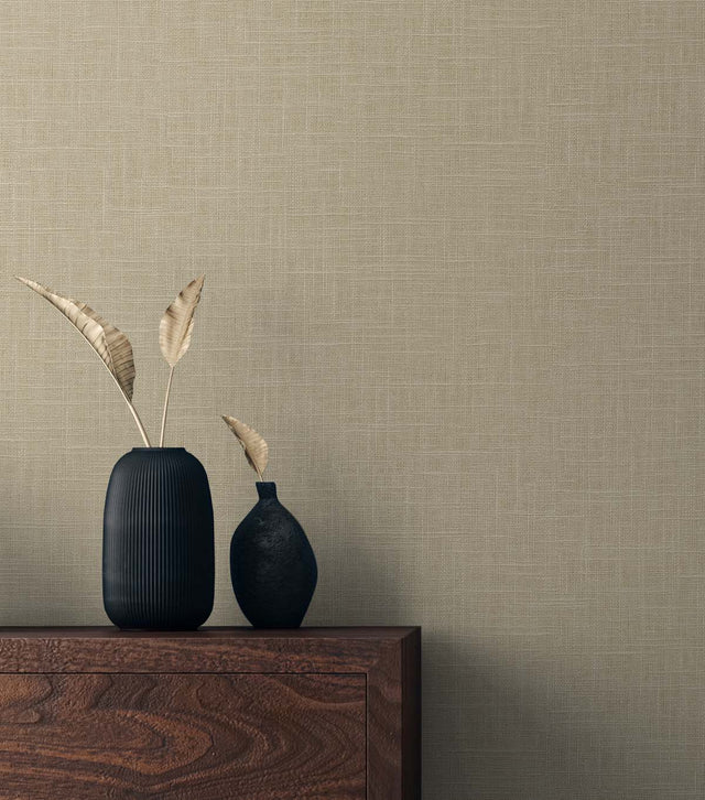 Myrna Linen Hemp by Even More Textures Textured Linen Vinyl Wallpaper – Seabrook Designs TS81925