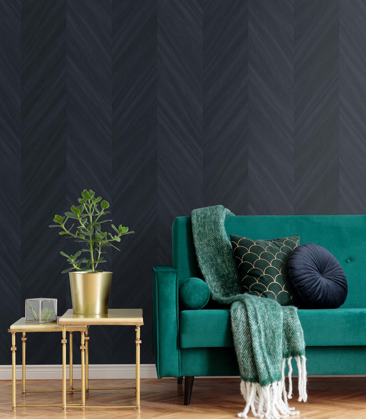 Chevron Wood Baikal by Even More Textures Matte Chevron Vinyl Wallpaper – Seabrook Designs TS82102