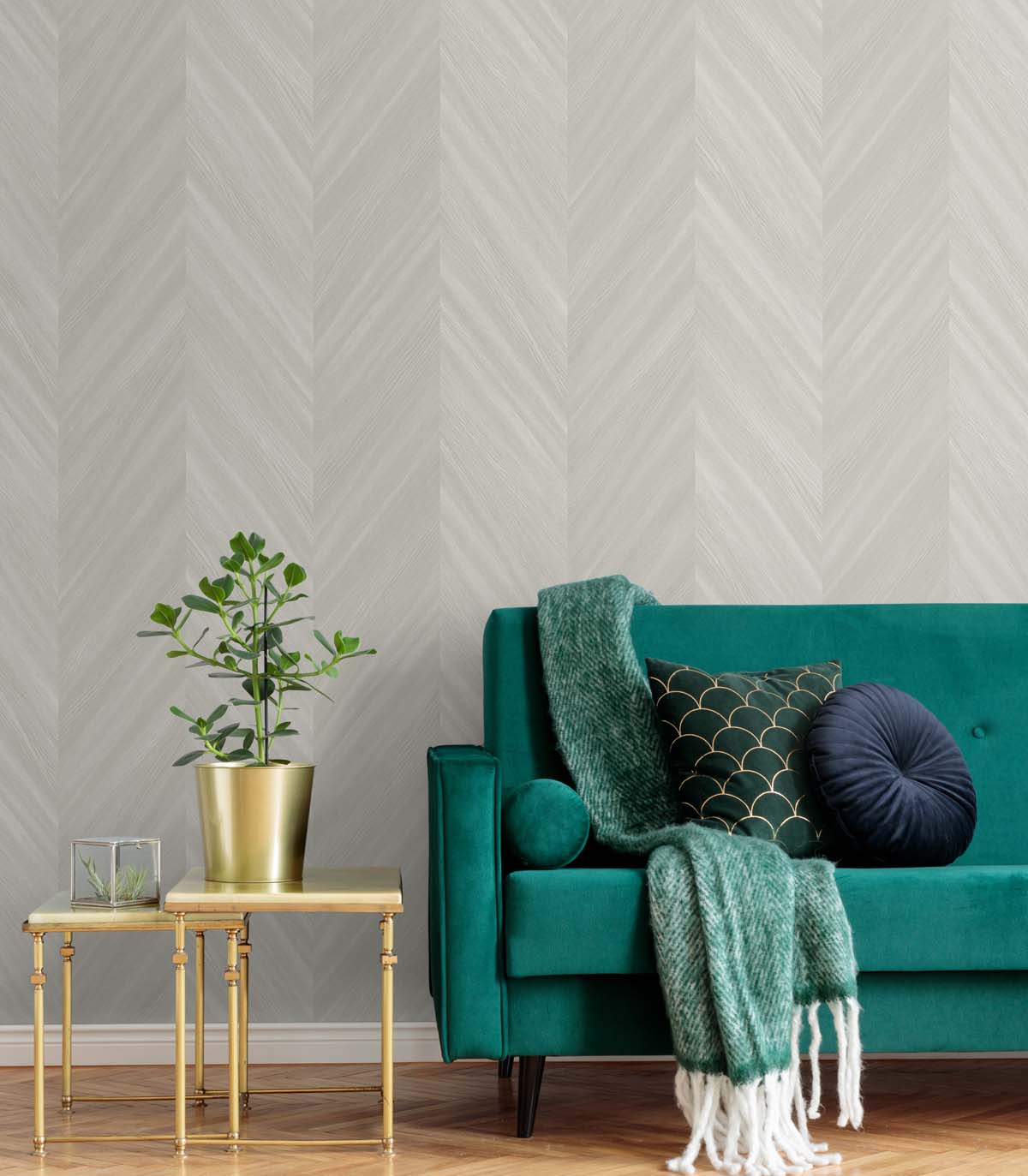 Chevron Wood Beige by Even More Textures Textured Chevron Vinyl Wallpaper – Seabrook Designs TS82103