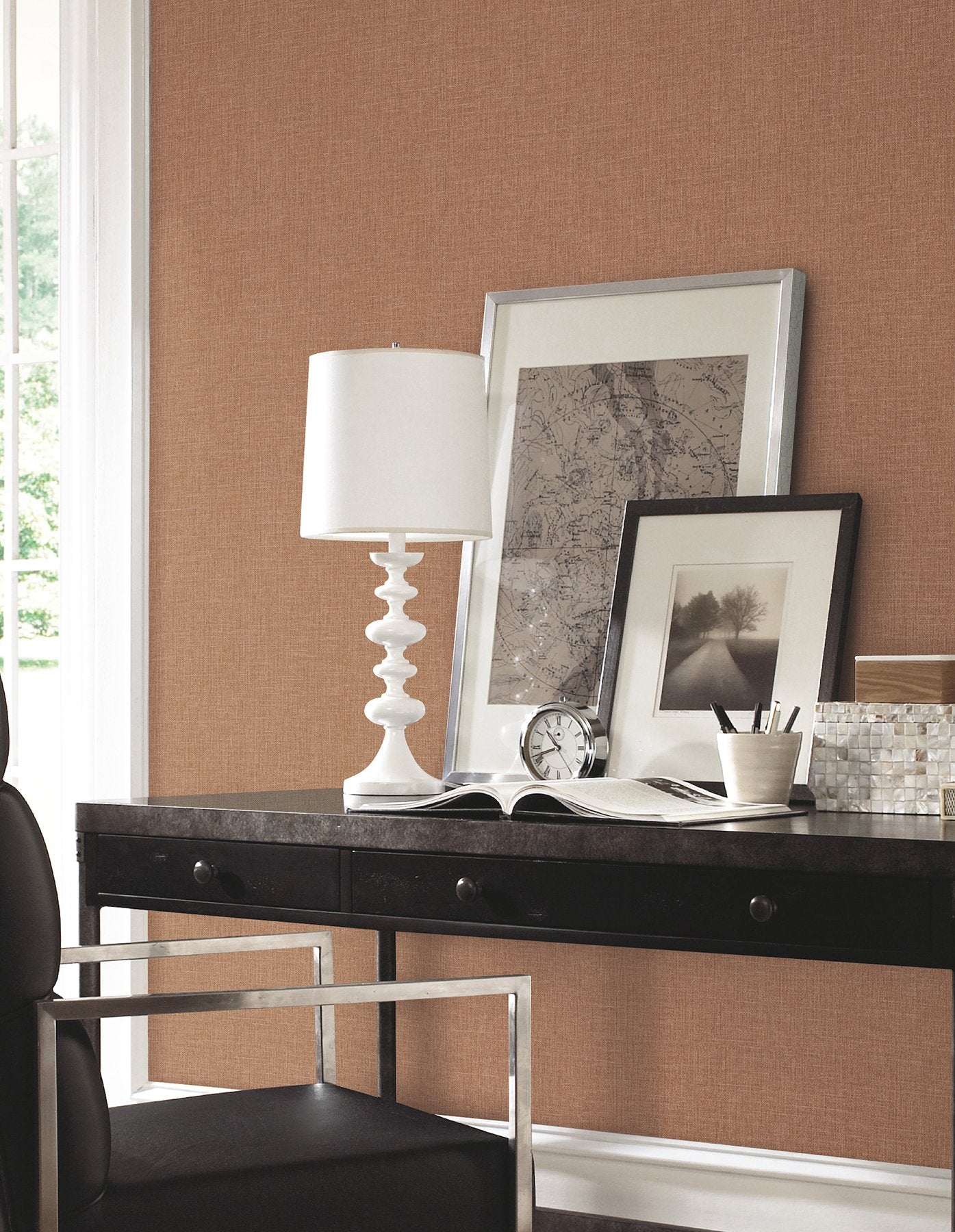 Berwick Chestnut Wallpaper with Weaves Texture, Traditional Style - York UD2502N
