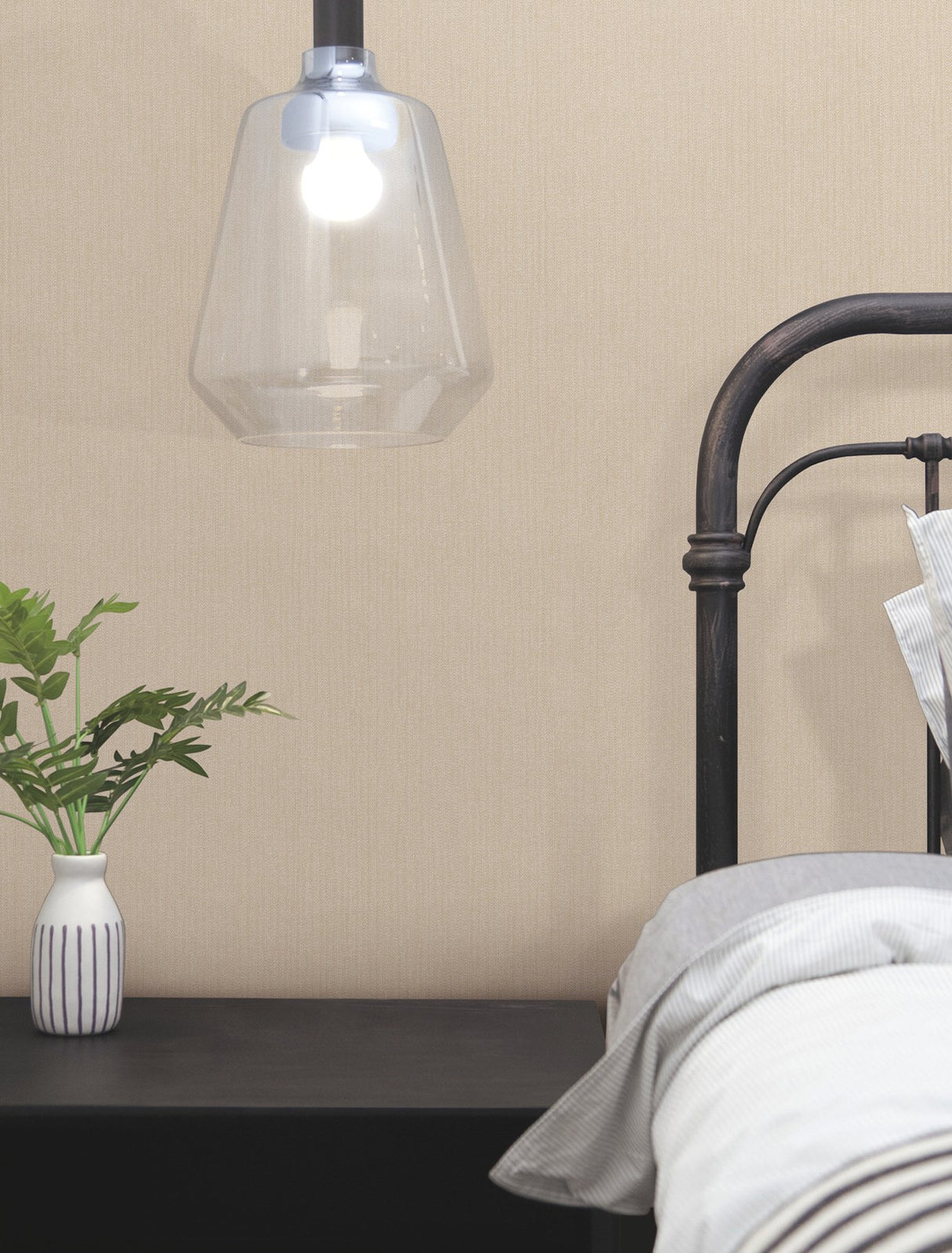 Purl One Sand Wallpaper with Pearlescent Modern Striped Texture - York UD2506N