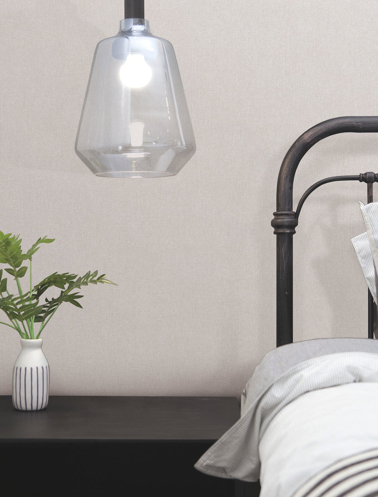 Purl One Froth Pearl Modern Stripes Fabric Backed Vinyl Wallpaper - York UD2508N