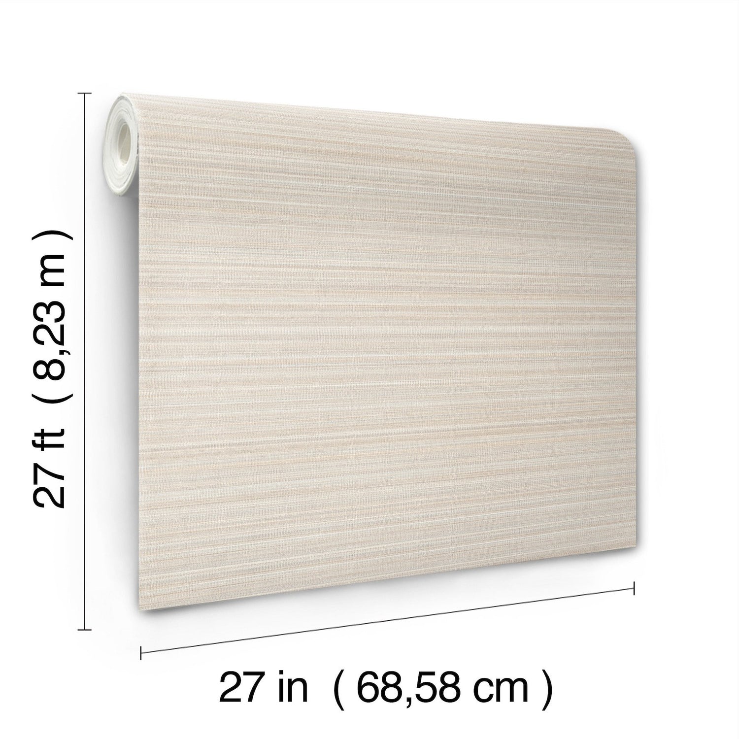 Allineate Seashell Beige Wallpaper with Horizontal Variegated Stripe Motif - York UD2523N