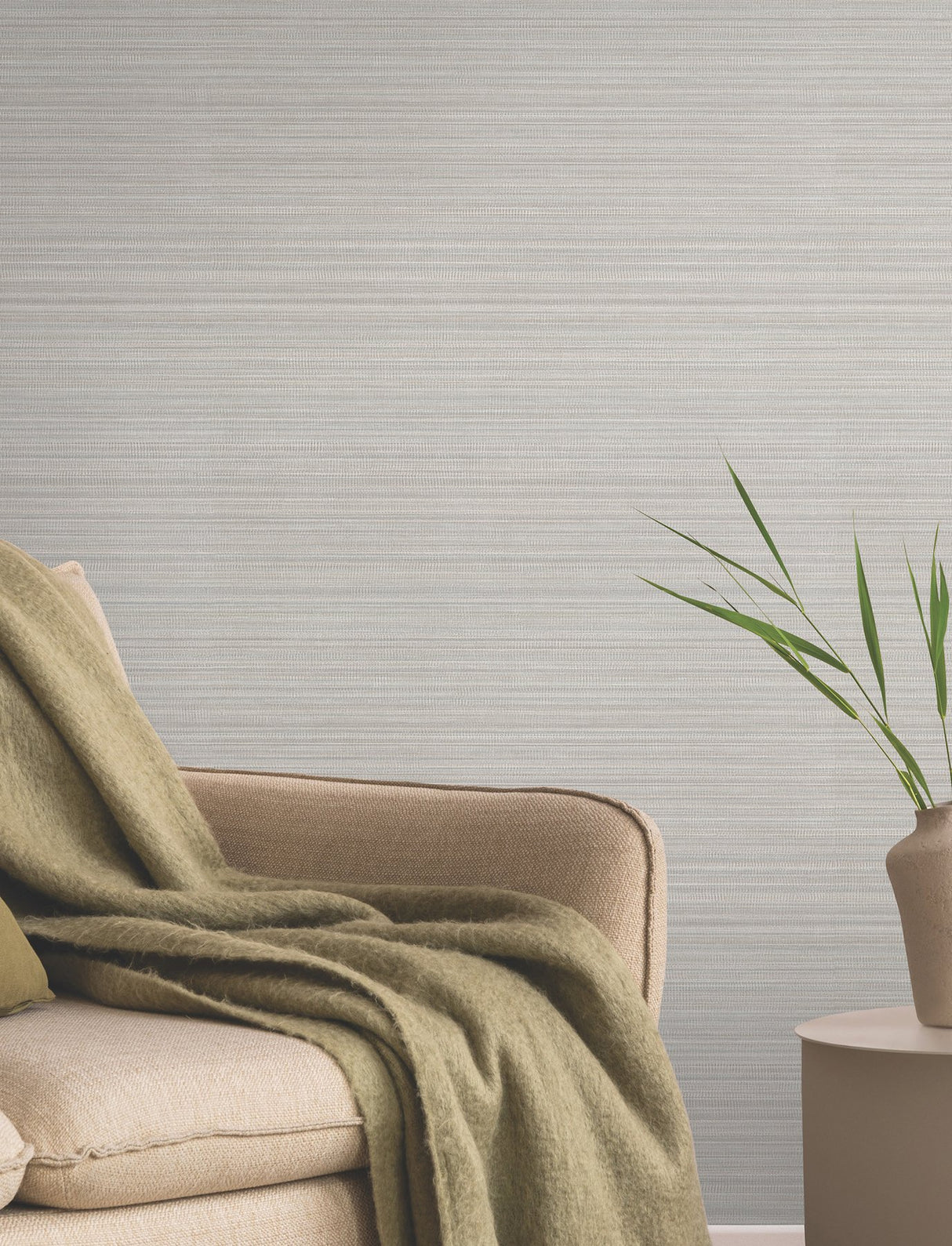 Allineate Driftwood Blue Wallpaper with Horizontal Variegated Stripe- York UD2525N