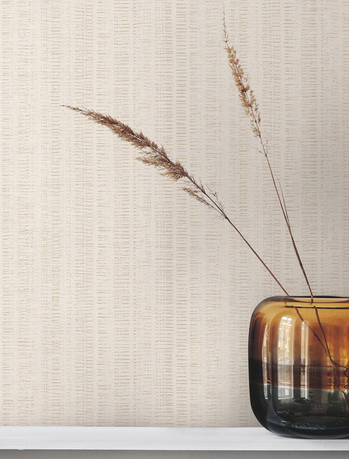 Stratford Beige Wallpaper with Metallic Dot-and-Dash Stripe Motif - York UD2543N
