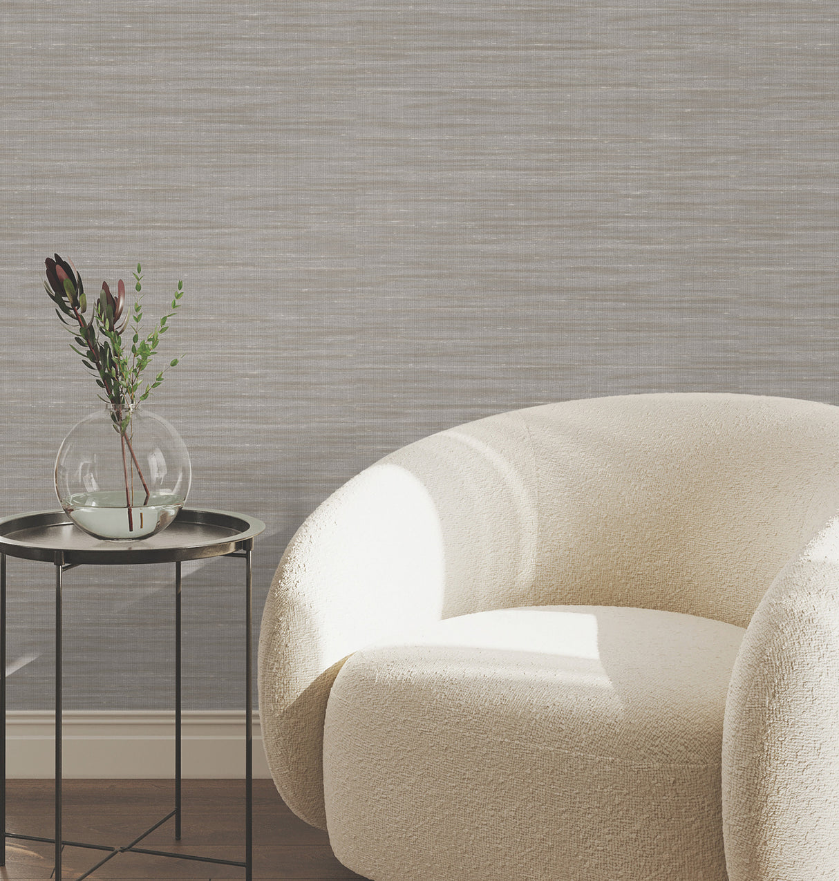 Sari Silk Grey Faux Fabric Wallpaper by York Wallcoverings Texture Pattern Sidewall - UW1002N