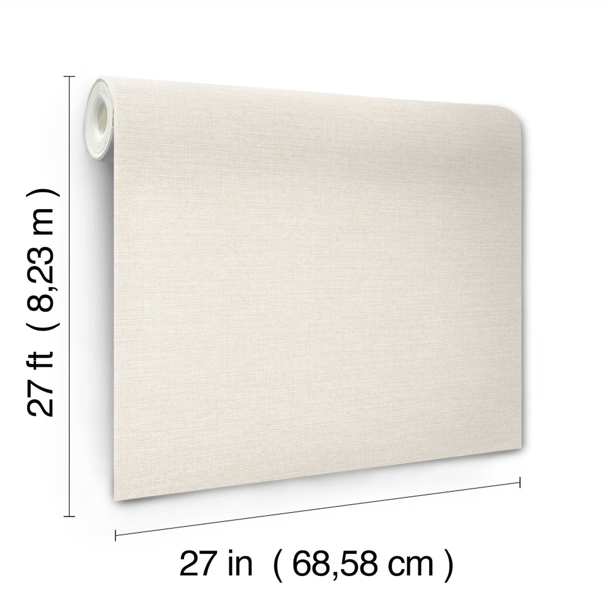 Terrene Cream Faux Linen Unpasted Non Woven Vinyl Wallpaper by York Wallcoverings Traditional Texture Pattern Sidewall - UW1012N