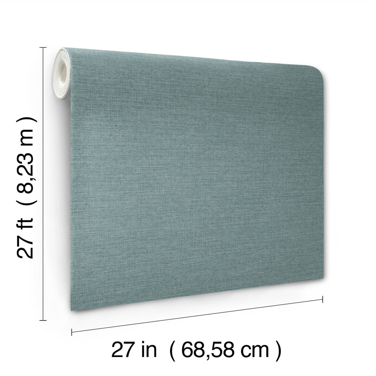 Terrene Teal and Aqua Faux Linen Texture Scrubbable Non Woven Vinyl Wallpaper by York Wallcoverings Atmosphere Digest High Performance - UW1019N