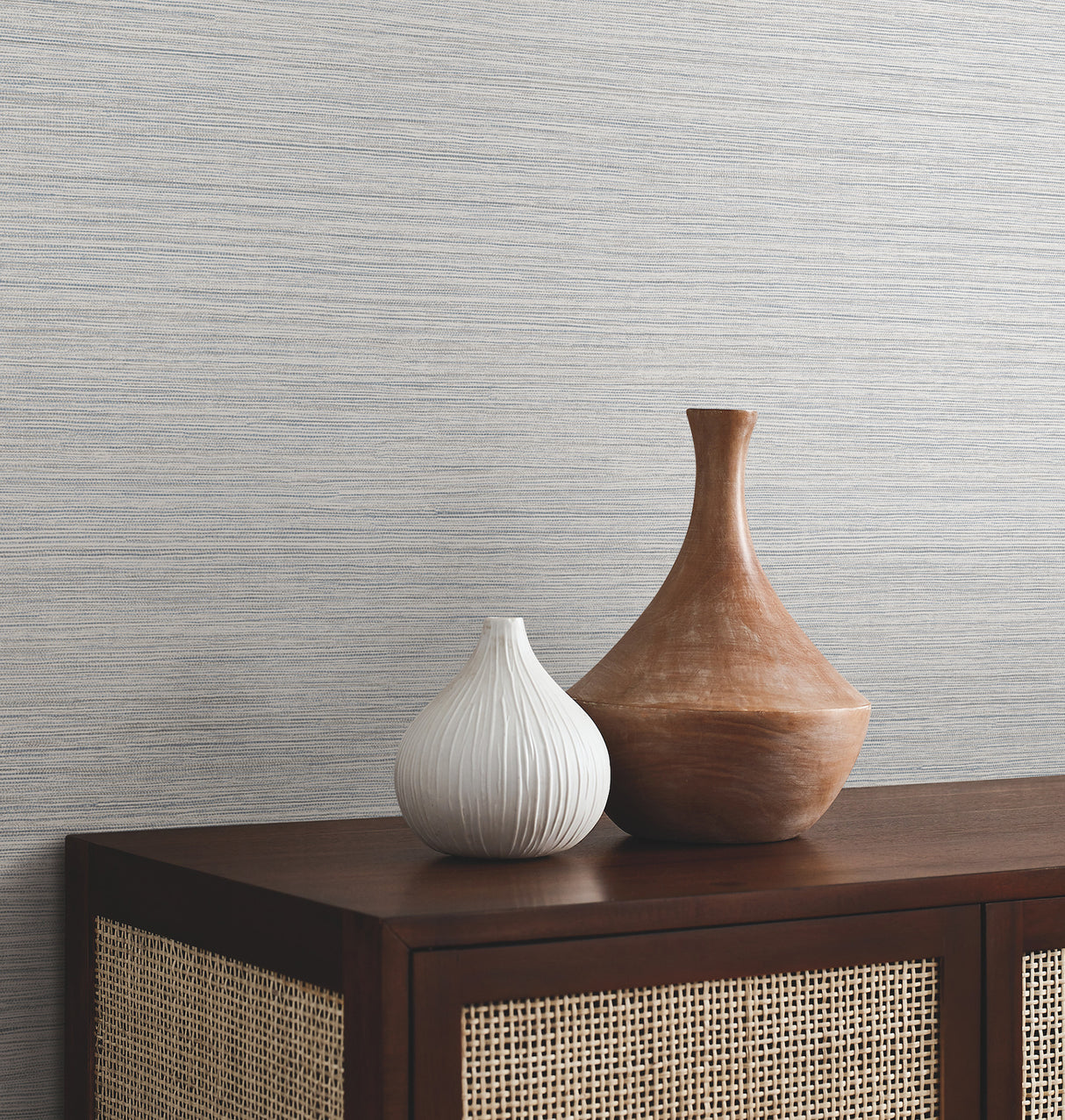 Mystic Sea Green Faux Grasscloth High Performance Non Woven Vinyl Wallpaper by York Wallcoverings Atmosphere Collection - UW1035
