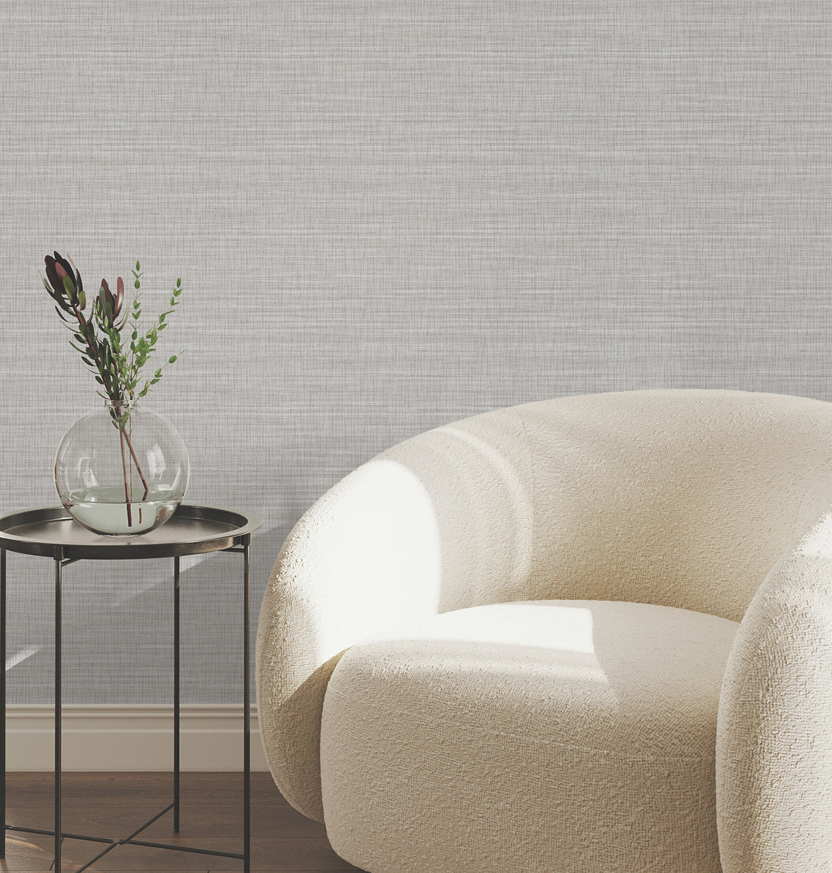 Down To Earth Light Grey by York Wallcoverings Striated Non Woven Vinyl Wallpaper from the Atmosphere Digest High Performance Collection - UW1039