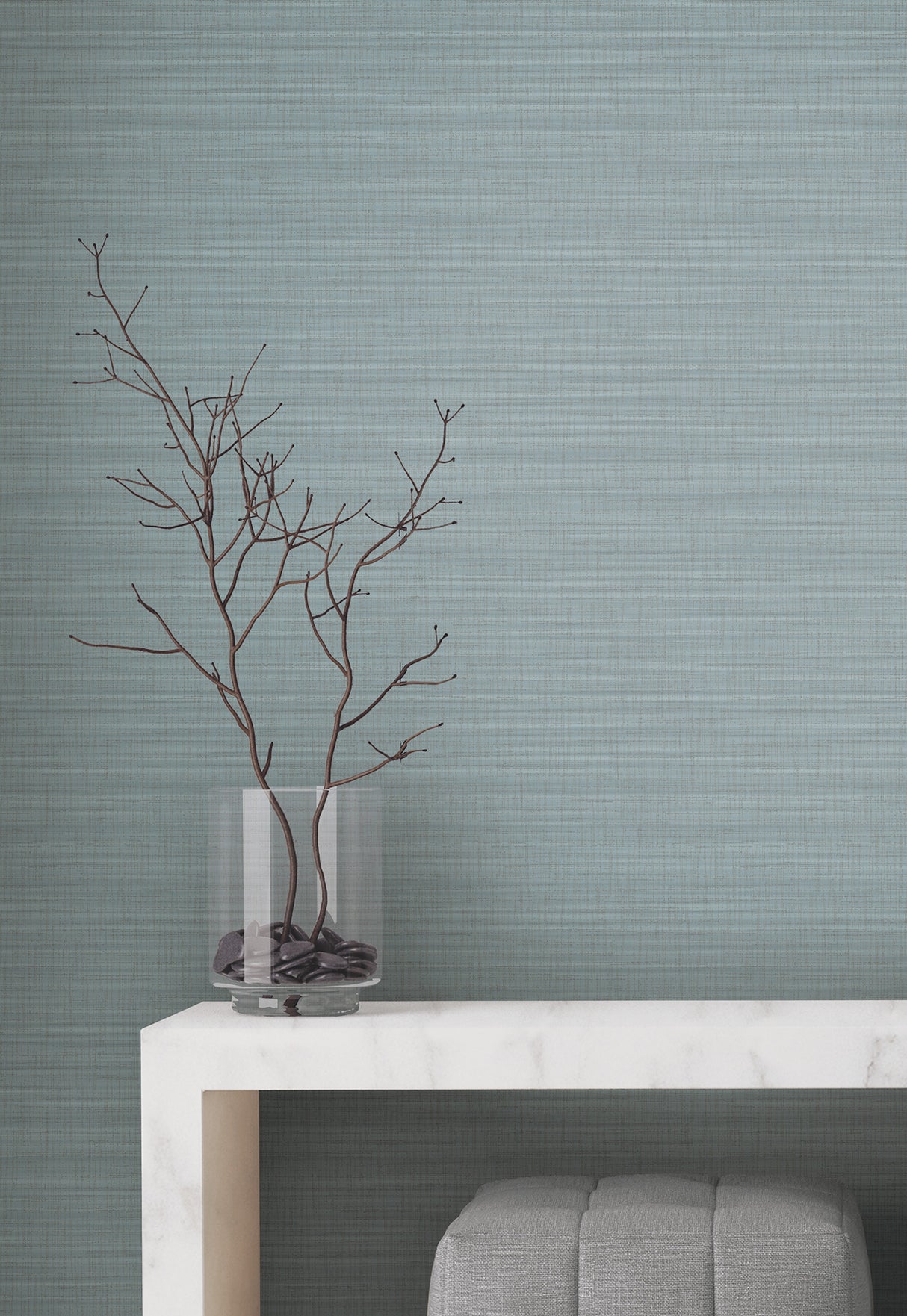 Down To Earth Aquamarine Striated Non Woven Vinyl Wallpaper by York Wallcoverings, Atmosphere Digest High Performance - UW1040