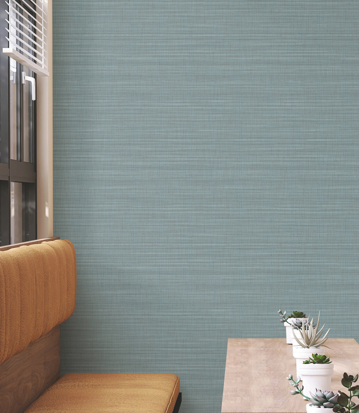 Down To Earth Aquamarine Striated Non Woven Vinyl Wallpaper by York Wallcoverings, Atmosphere Digest High Performance - UW1040