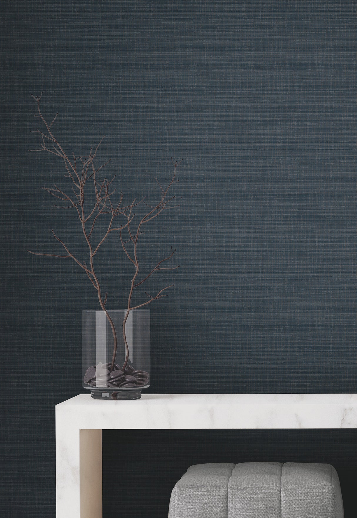 Down To Earth Indigo Striated Non-Woven Vinyl Wallpaper from the Atmosphere Digest York High Performance Collection by York Wallcoverings - UW1041