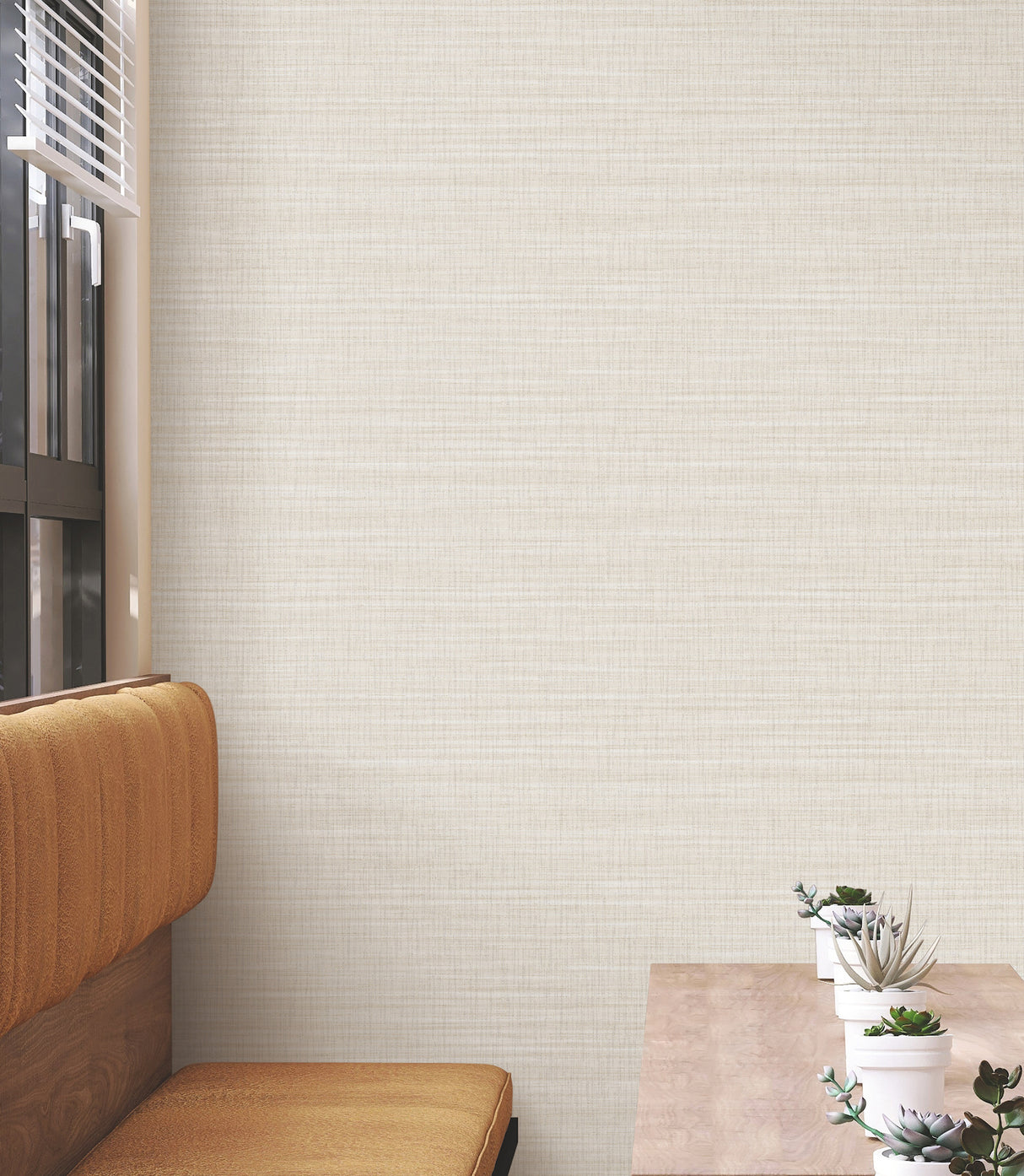 Down To Earth Cream Striated Stripe Non Woven Vinyl Wallpaper by York Wallcoverings Traditional Unpasted Scrubbable 27 in x 27 ft Roll - UW1042N