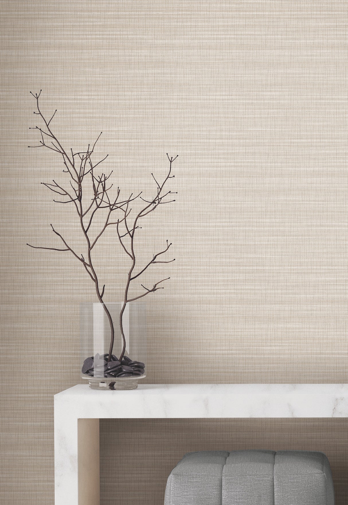 Down To Earth Beige Striated Stripe by York Wallcoverings Traditional High Performance Non Woven Vinyl Scrubbable Wallpaper - UW1043N