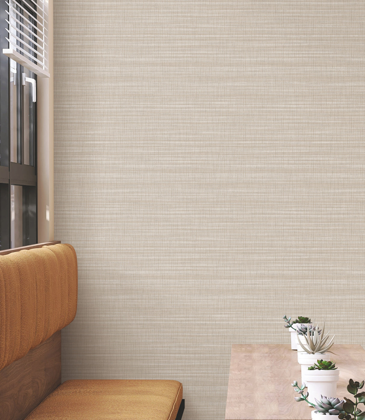 Down To Earth Beige by York Wallcoverings Striated Non Woven Vinyl Wallpaper 54-in Wide x 3-ft Long Scrubbable Strippable Unpasted - UW1043