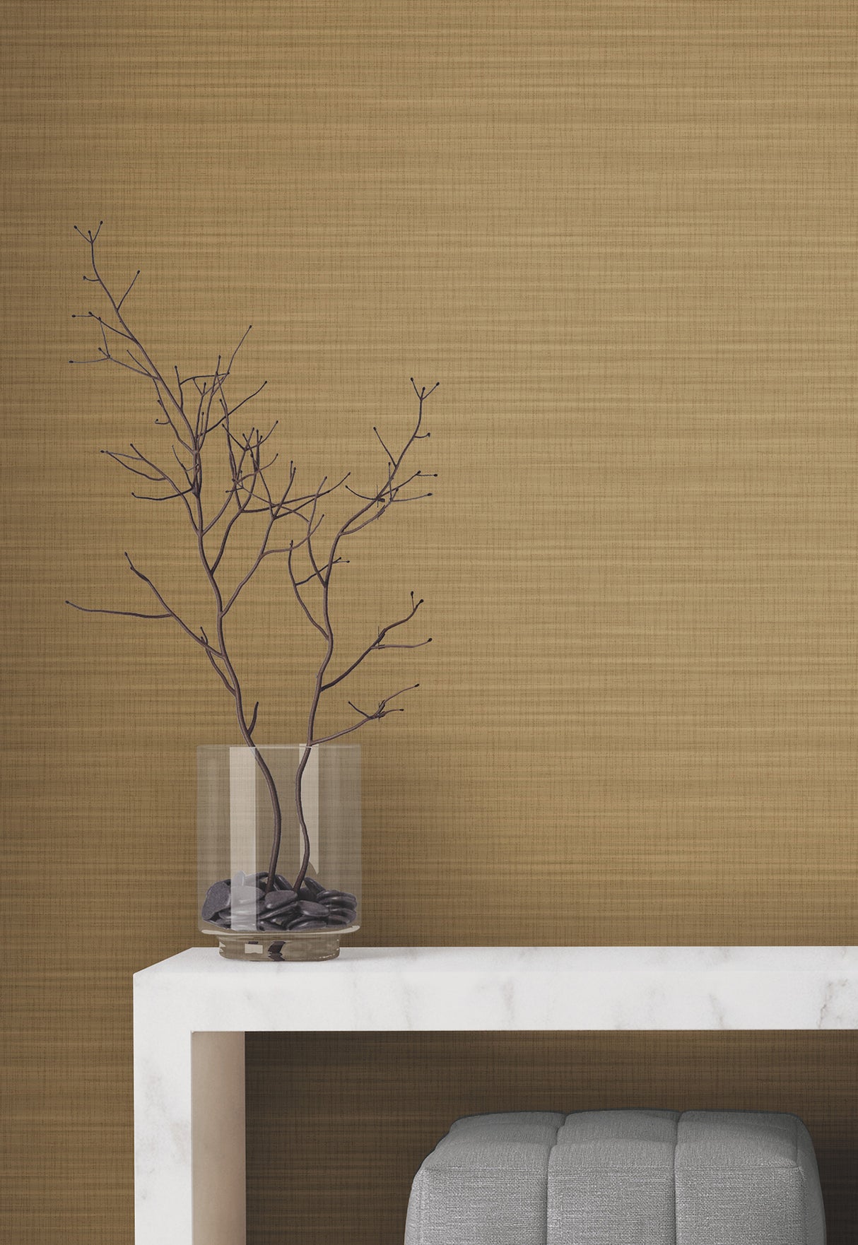 Down To Earth Brass by York Wallcoverings Traditional Striated Stripe Unpasted Scrubbable Non Woven Vinyl Wallpaper - UW1045N