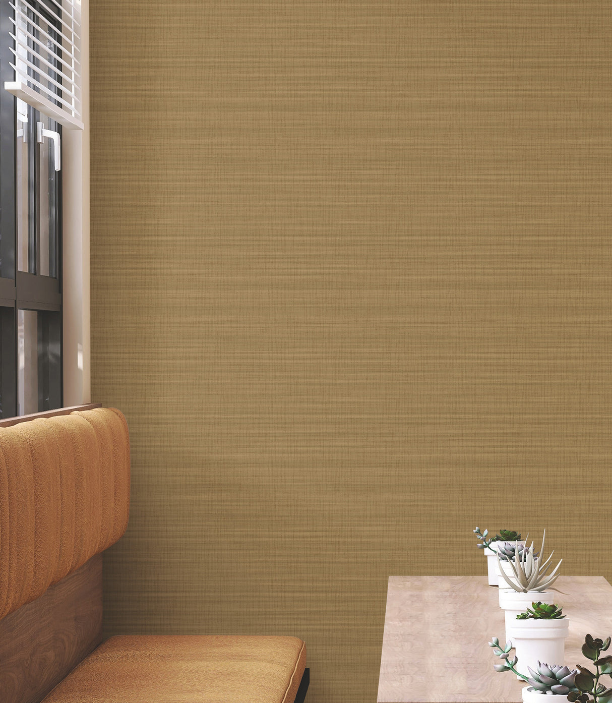 Down To Earth Brass by York Wallcoverings Unpasted Non Woven Vinyl Scrubbable Strippable Striated Stripe Wallpaper - UW1045