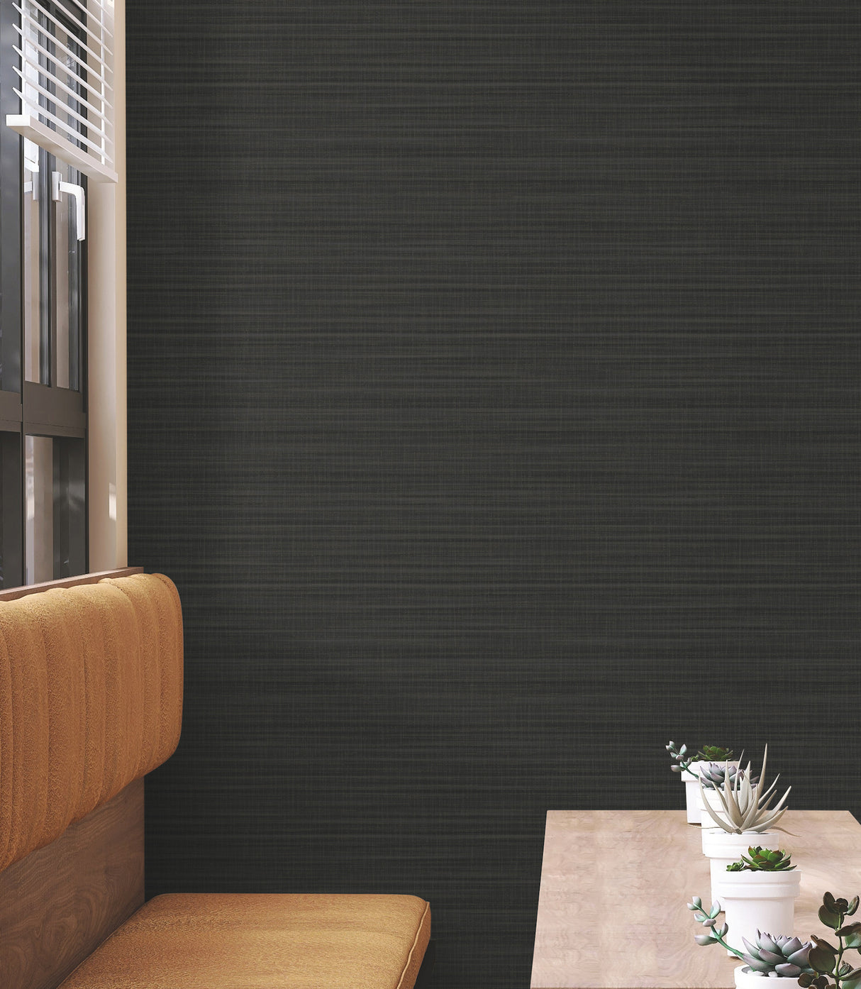 Down To Earth Charcoal Striated Wallpaper by York Wallcoverings Traditional Metallic Textured Stripe Non Woven Unpasted Sidewall - UW1046N