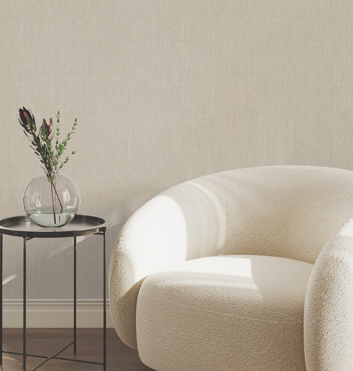 Silk Spun Light Brown Tactile Stripe Scrubbable Strippable Unpasted Fabric-Backed Vinyl Wallpaper 54in Wide by York Wallcoverings - UW1053