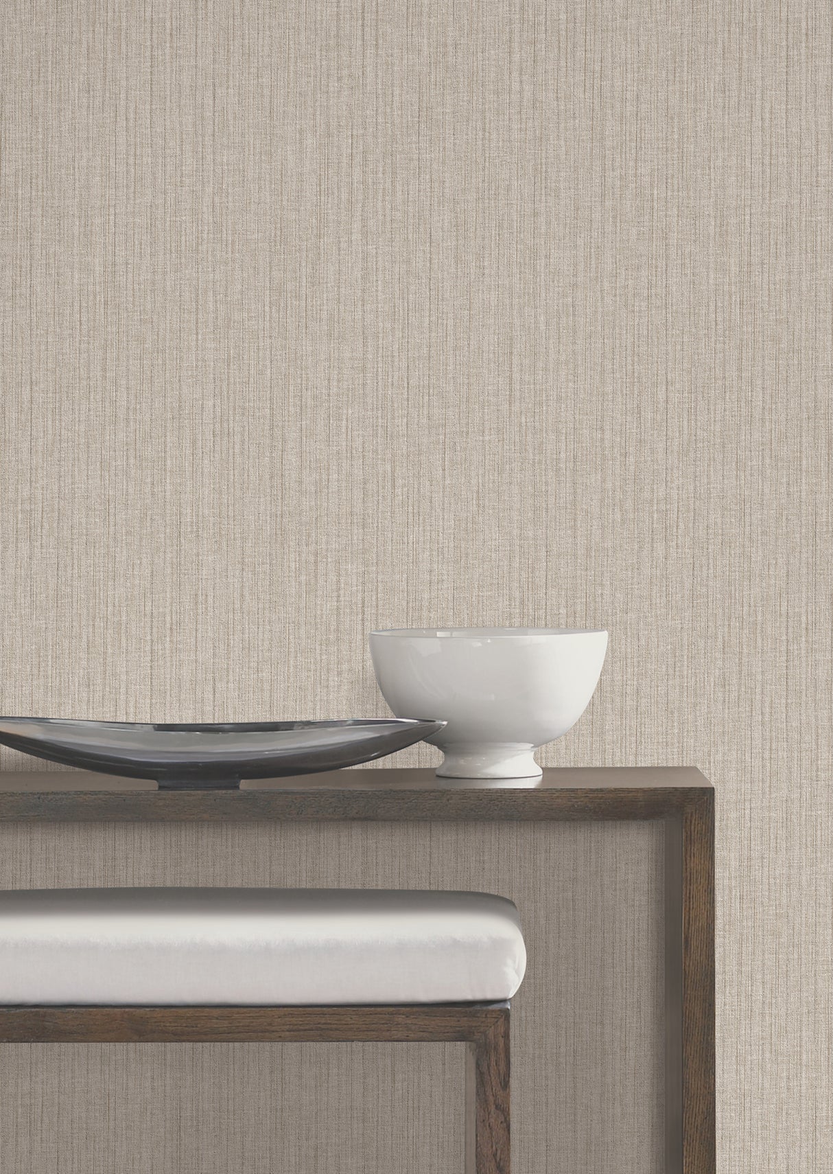 Silk Spun Taupe Tactile Stripe Unpasted Fabric-Backed Vinyl Wallpaper by York Wallcoverings Atmosphere High Performance - UW1055