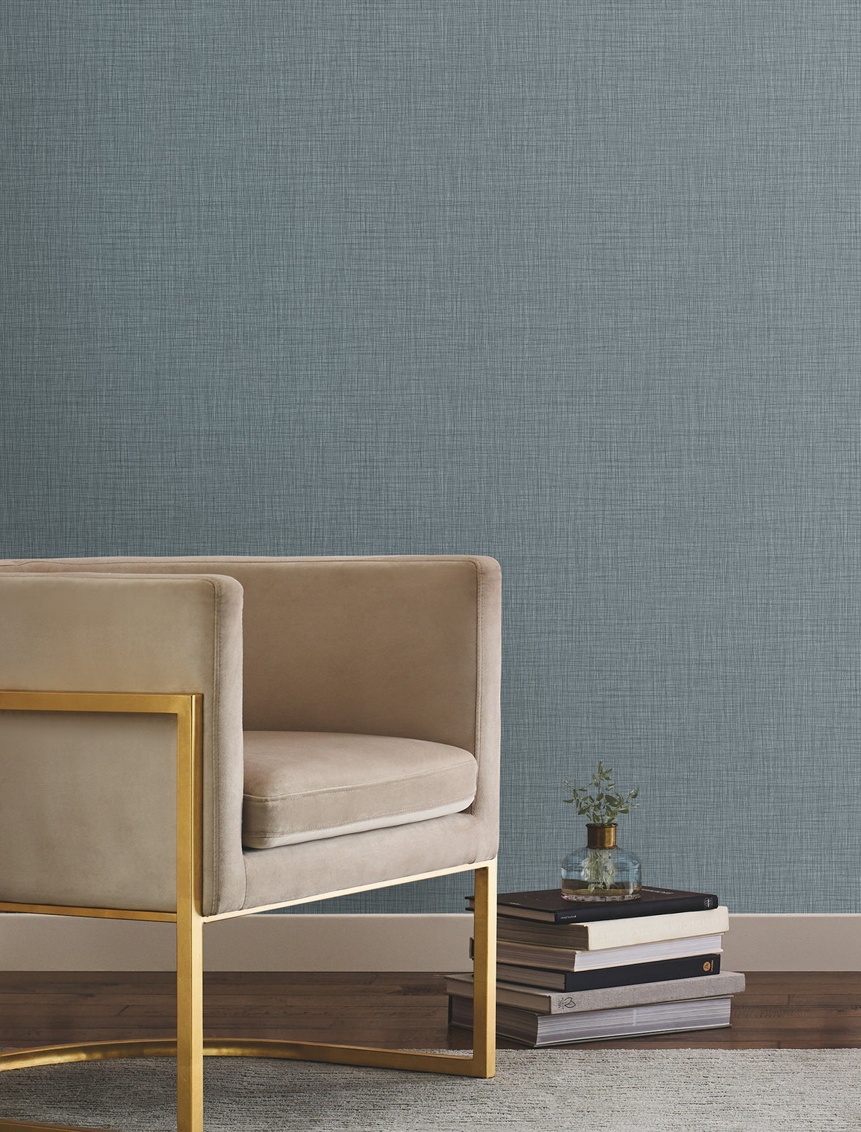 Crossover Blue Crosshatch Texture Pattern Non-Woven Vinyl Wallpaper by York Wallcoverings Atmosphere Digest High Performance - UW1064