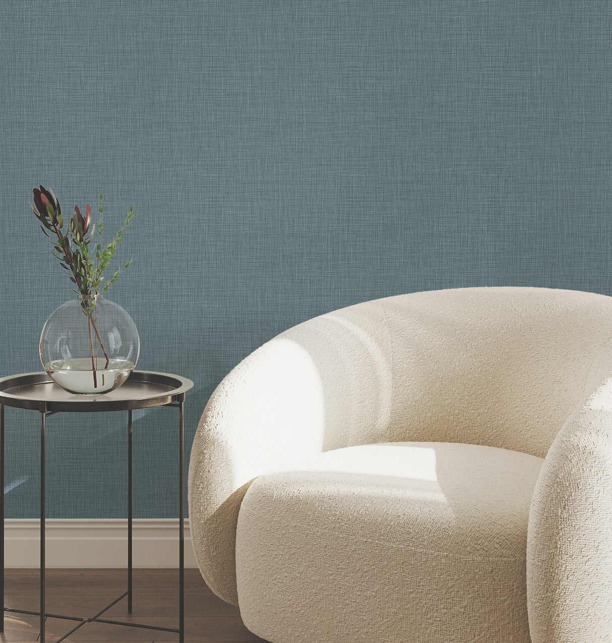 Crossover Blue Crosshatch Texture Pattern Non-Woven Vinyl Wallpaper by York Wallcoverings Atmosphere Digest High Performance - UW1064