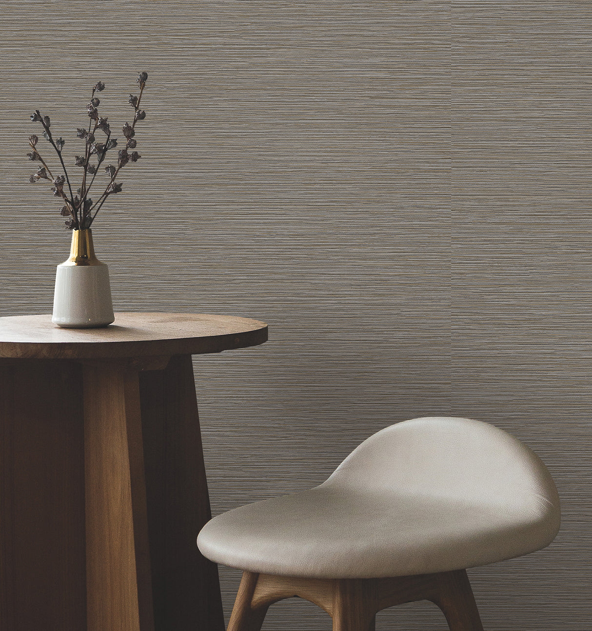Oasis Charcoal Faux Grasscloth by York Wallcoverings Textured Vinyl Sidewall Wallpaper - York UW1072N