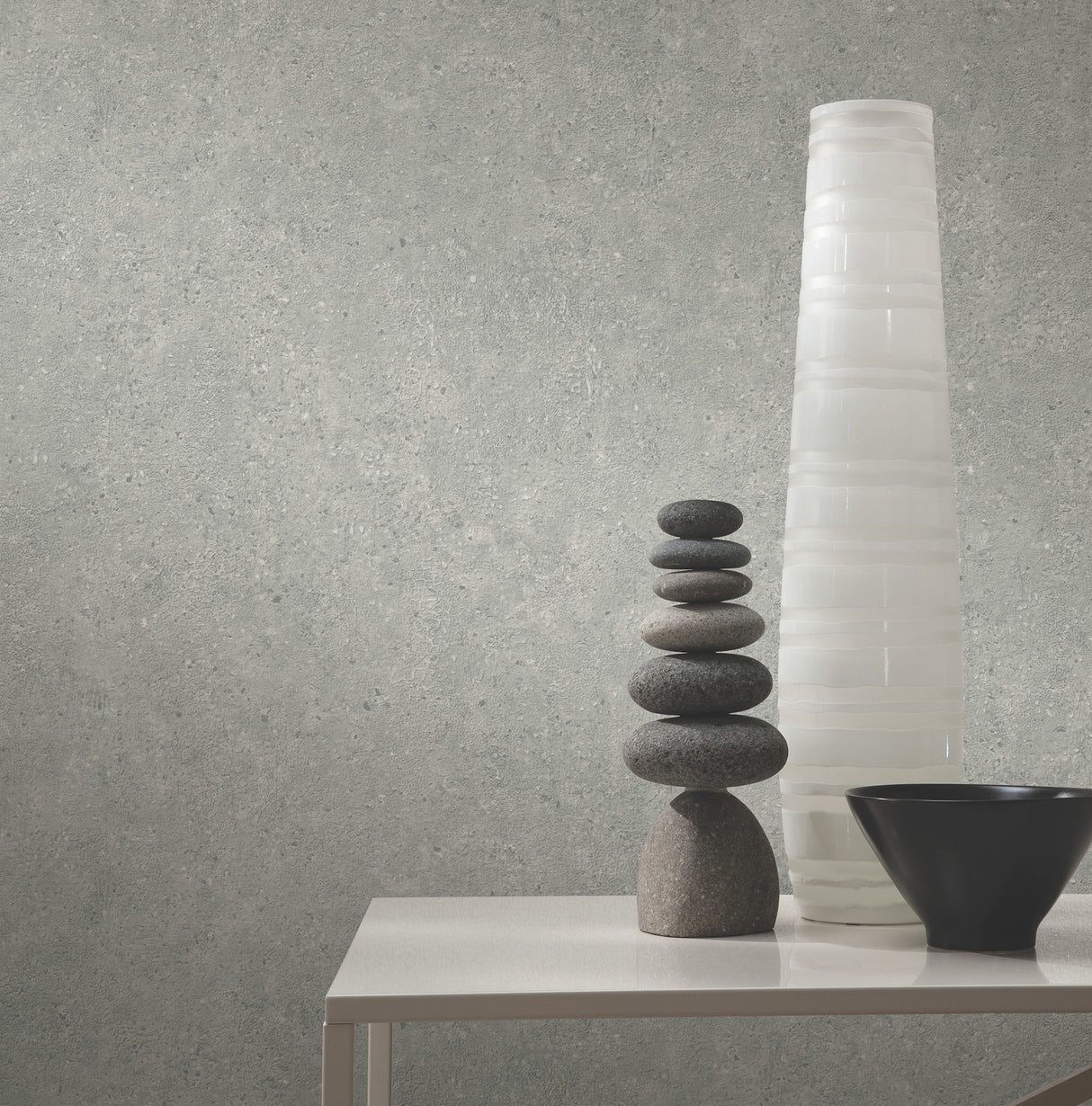 Artisan Stone Sterling by York Wallcoverings Metallic Raised Ink Textured Concrete Stone Fabric-Backed Vinyl Wallpaper - UW1085