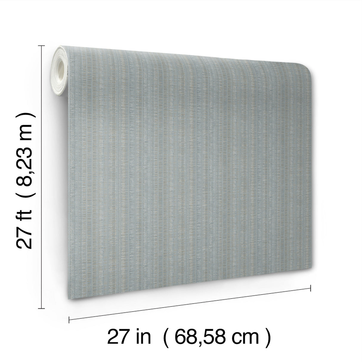 Line In The Sand Light Blue Woven Stripe Fabric-Backed Osnaburg Vinyl Wallpaper York Wallcoverings Atmosphere Digest High Performance - UW1091N
