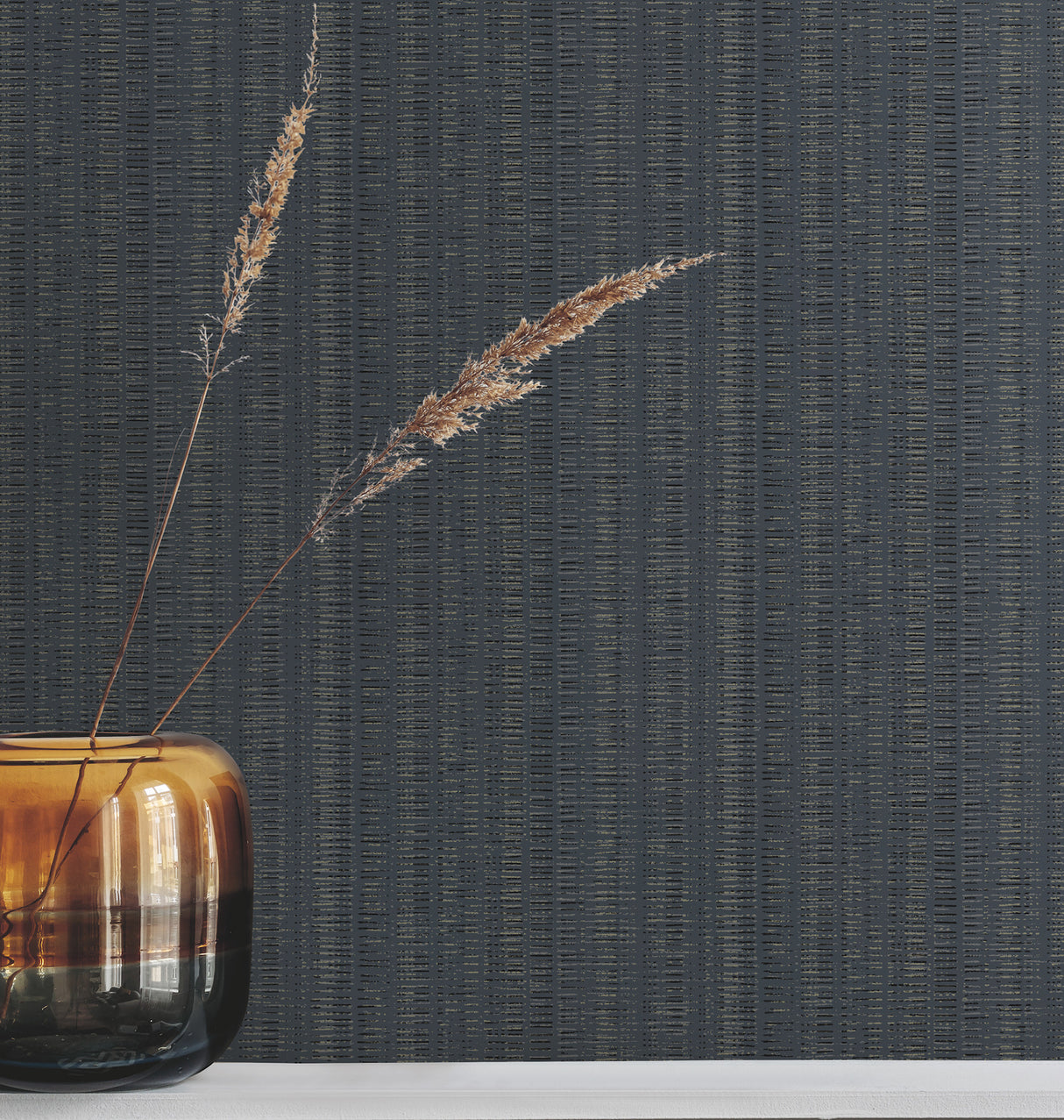 Line In The Sand Indigo Woven Stripe Wallpaper by York Wallcoverings - UW1092N