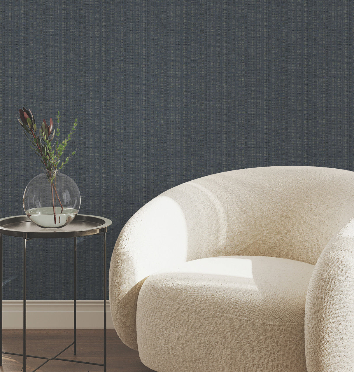 Line In The Sand Indigo Woven Stripe Wallpaper by York Wallcoverings - UW1092N