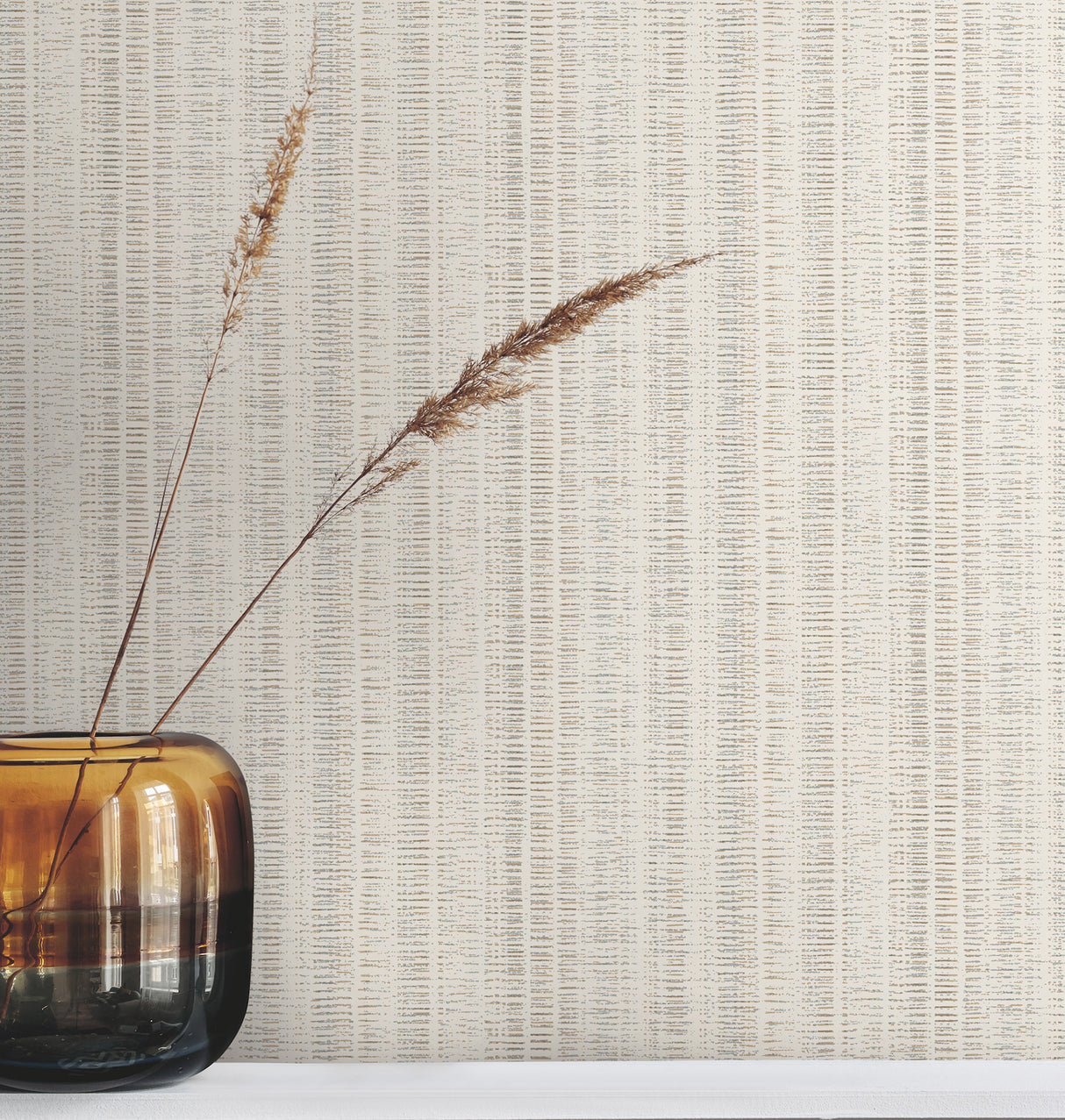 Line In The Sand Off-White Woven Stripe Wallpaper by York Wallcoverings - Fabric Backed Unpasted Scrubbable Strippable Vinyl Residential - UW1093