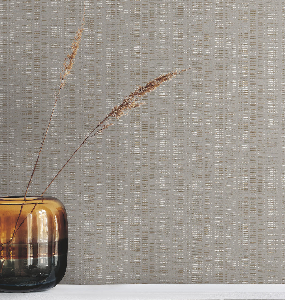 Line In The Sand Taupe Woven Stripe Scrubbable Strippable Unpasted Fabric-Backed Vinyl Wallpaper by York Wallcoverings - UW1095