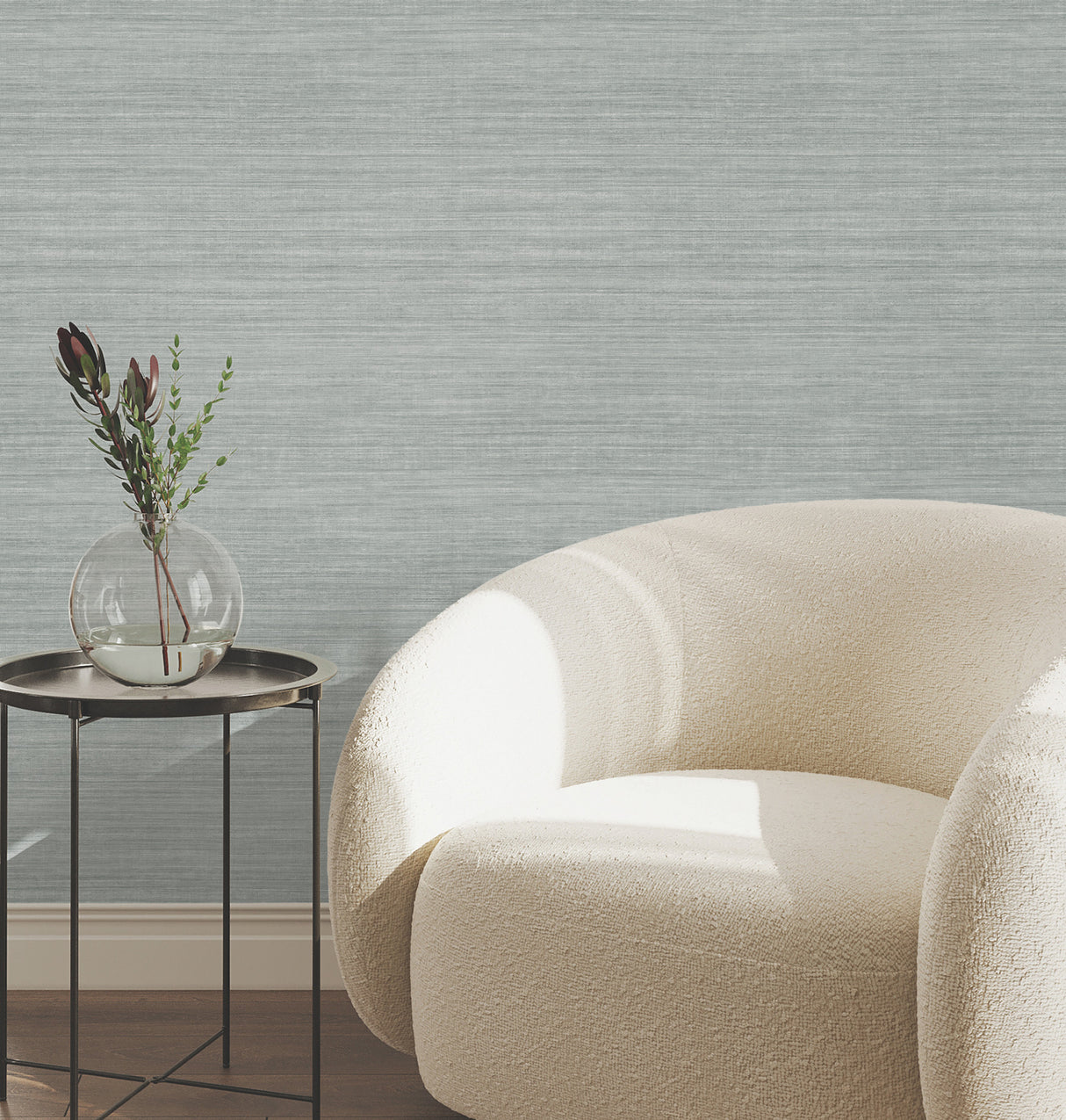 Silk Essence Slate by York Wallcoverings Faux Silk Fabric Texture Scrubbable Strippable High Performance Wallpaper - UW1106