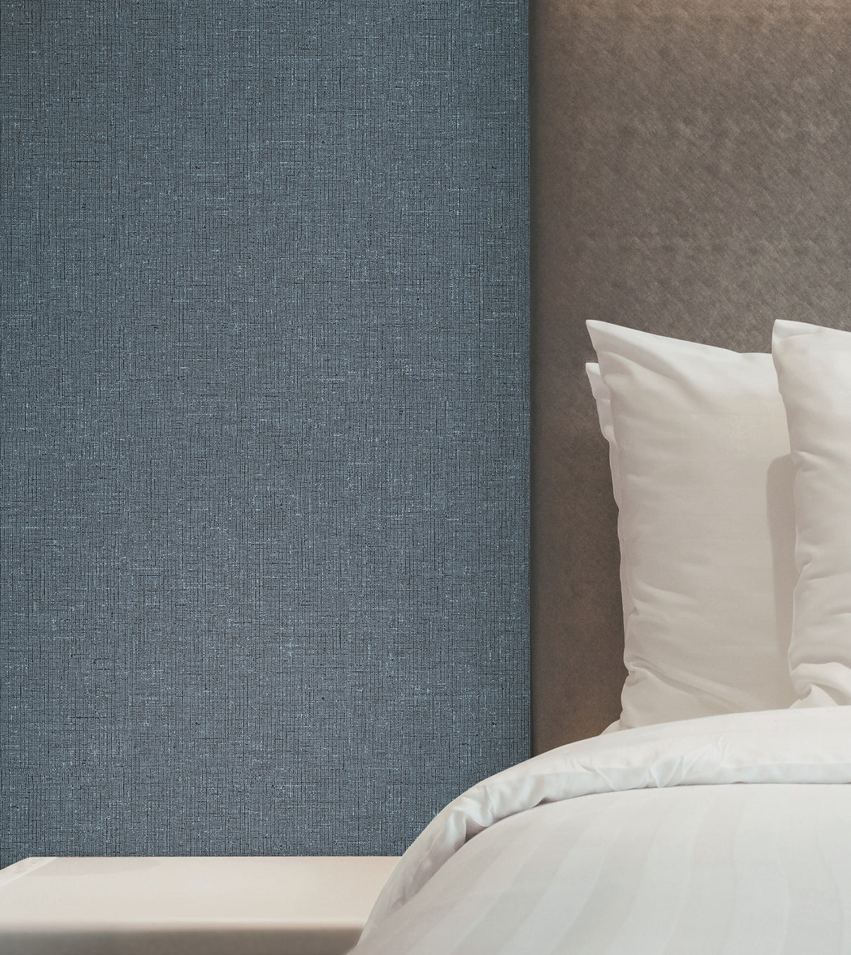Heathered Linen Indigo by York Wallcoverings Faux Fabric Texture Unpasted Non Woven Vinyl Wallpaper Roll, 27 in x 27 ft, Covers 60.8 sq ft - UW1127N