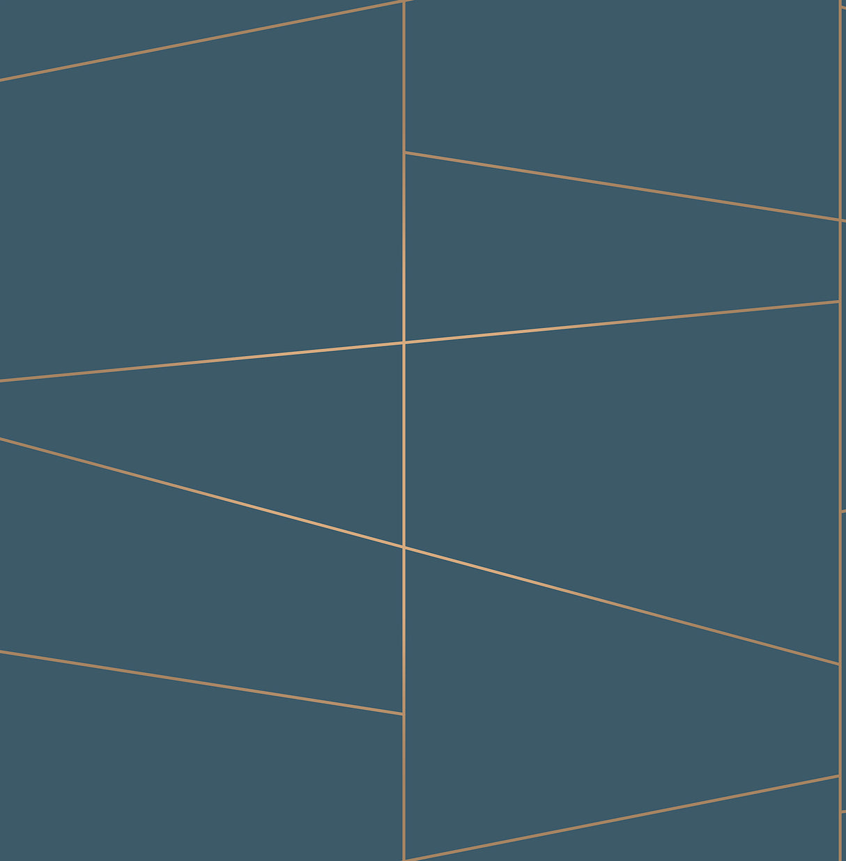 Fairmont Blue Deco Fracture geometric wallpaper with gold lines on a deep blue ground by Brewster, roll UW24789.