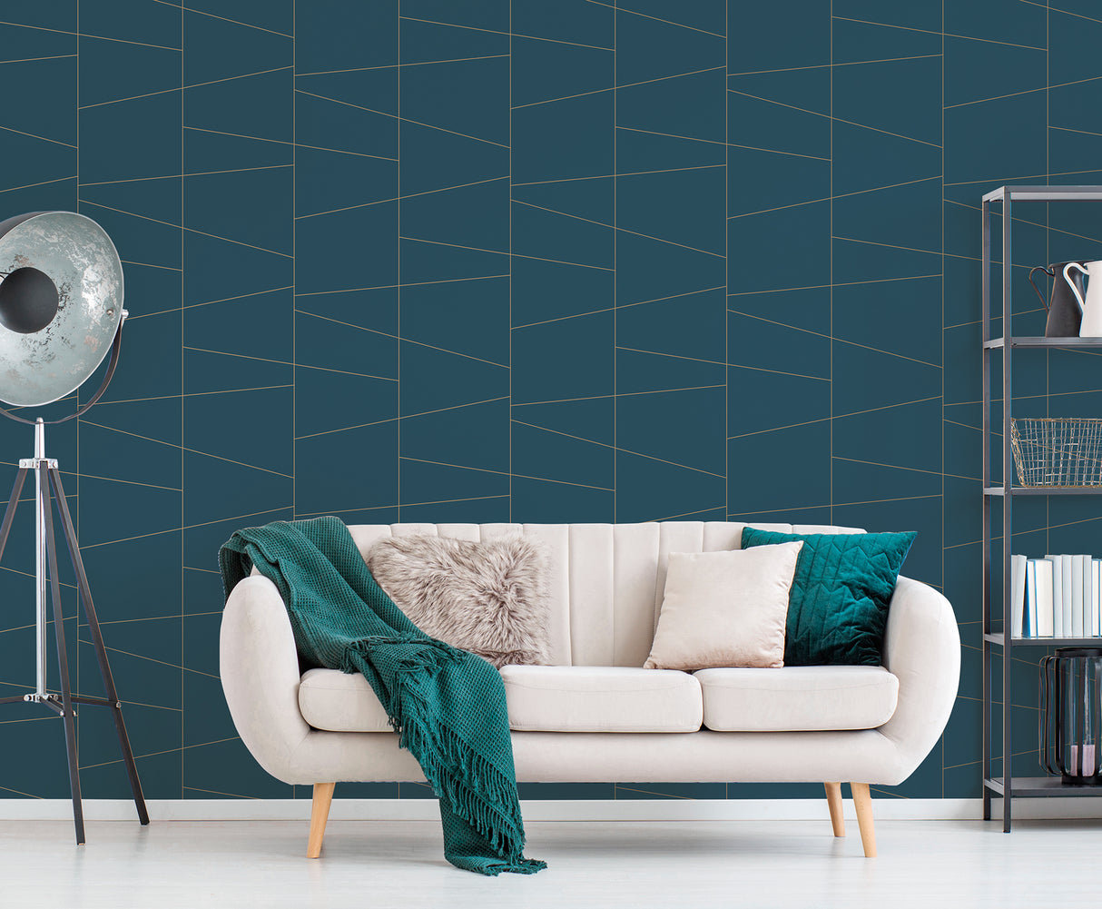 Fairmont Deco Fracture Blue by Brewster Geometric Non Woven Wallpaper- Brewster Home Fashions UW24789