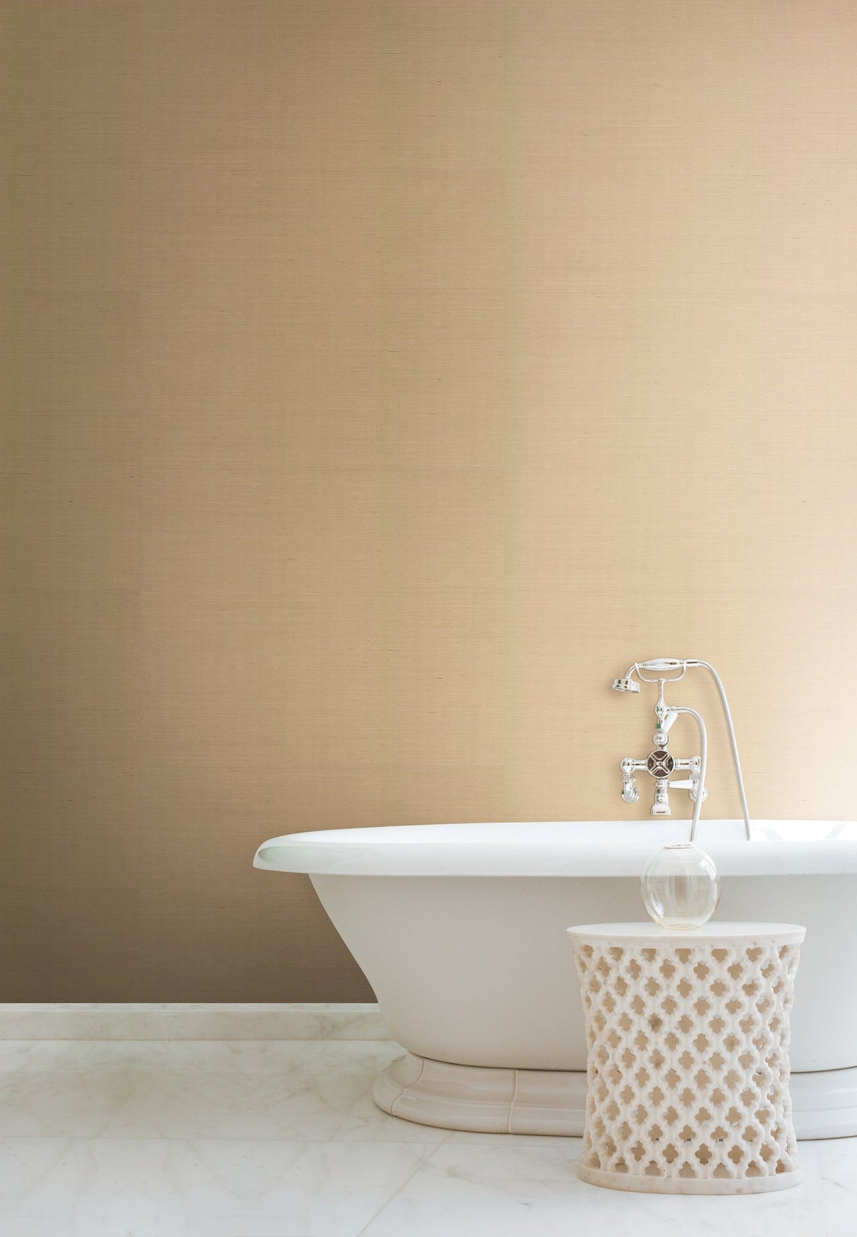 Plain Grass Beige Grasscloth Wallpaper with Textured Woven Natural Look - York VG4400MH