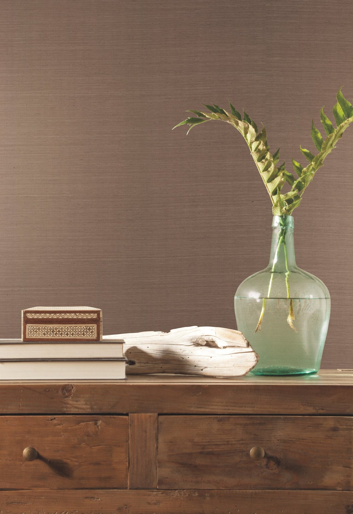 Plain Sisal Brown Grasscloth Wallpaper - York VG4403