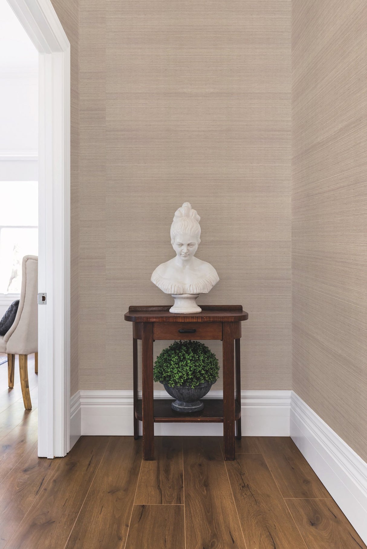 Plain Sisal Grasscloth White Wallpaper with Textured Natural Weave - York VG4406